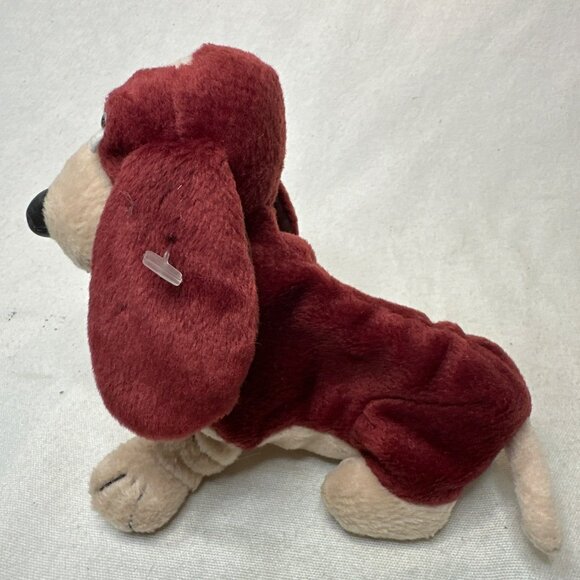 Vintage Applause Hush Puppies Basset Hound Bean Bag Plush Maroon Stuffed Animal - Picture 3 of 7